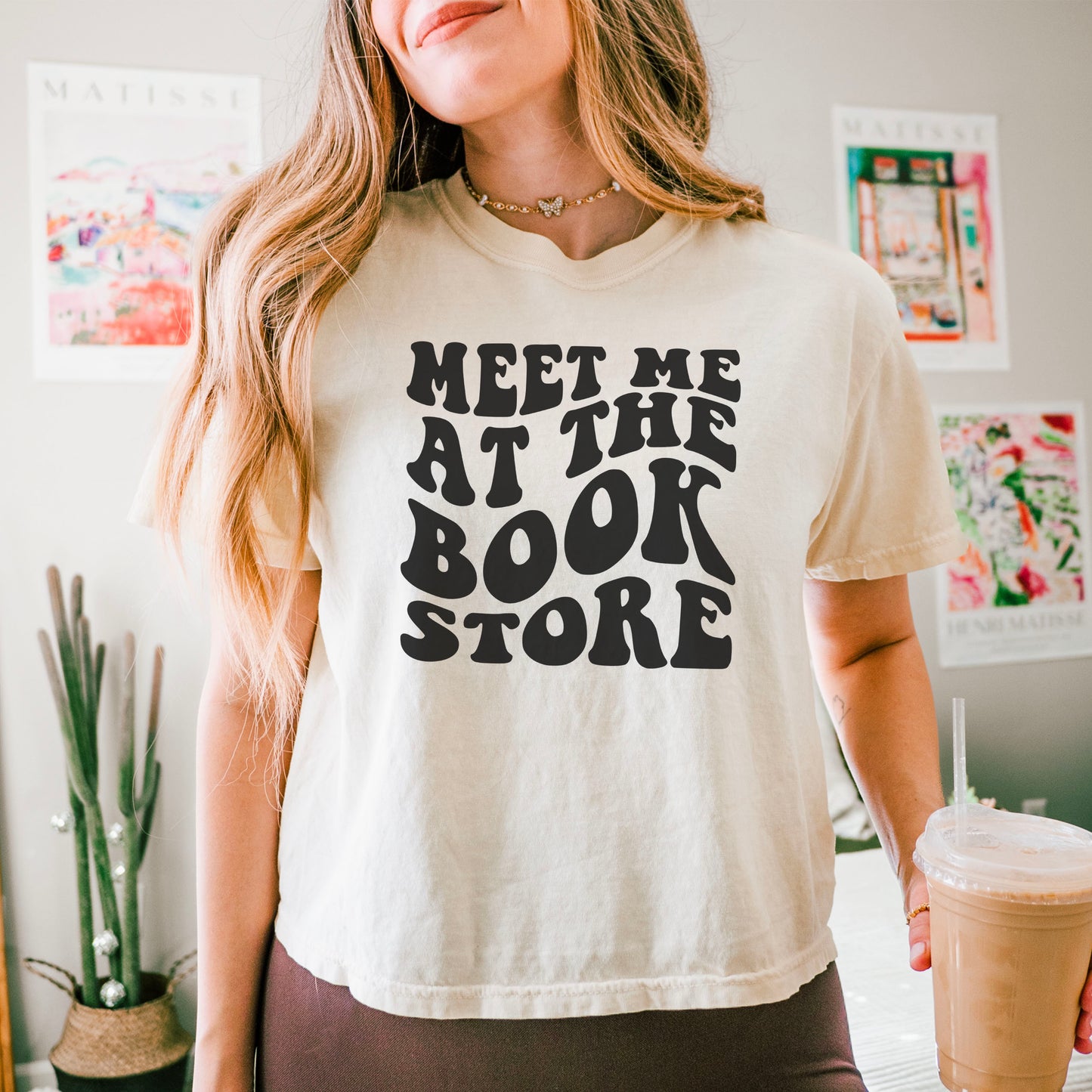 Meet Me at the Bookstore Premium Heavyweight Comfort Colors Boxy Cropped Shirt | A Stylish Must-Have for Book Lovers