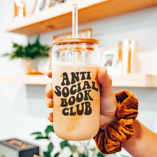 Anti-Social Book Club Clear Glass Cup |The Perfect Companion for Avid Readers