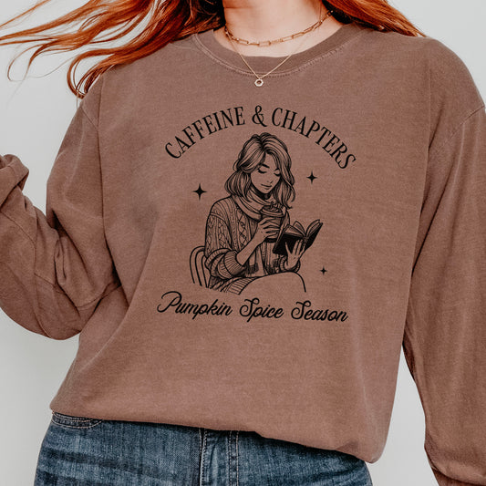 Caffeine and Chapters Premium Long Sleeve Shirt
