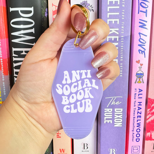 Anti-Social Book Club Motel Keychain with UVF Decal for Book Lovers