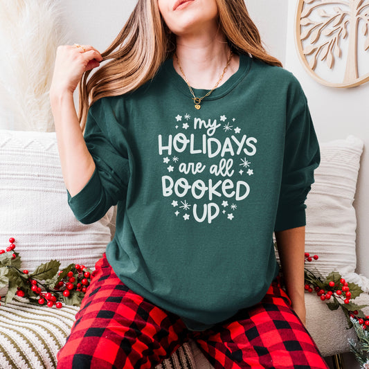 My Holidays are all Booked - Cozy Comfort Colors Long Sleeve Shirt for Book Lovers
