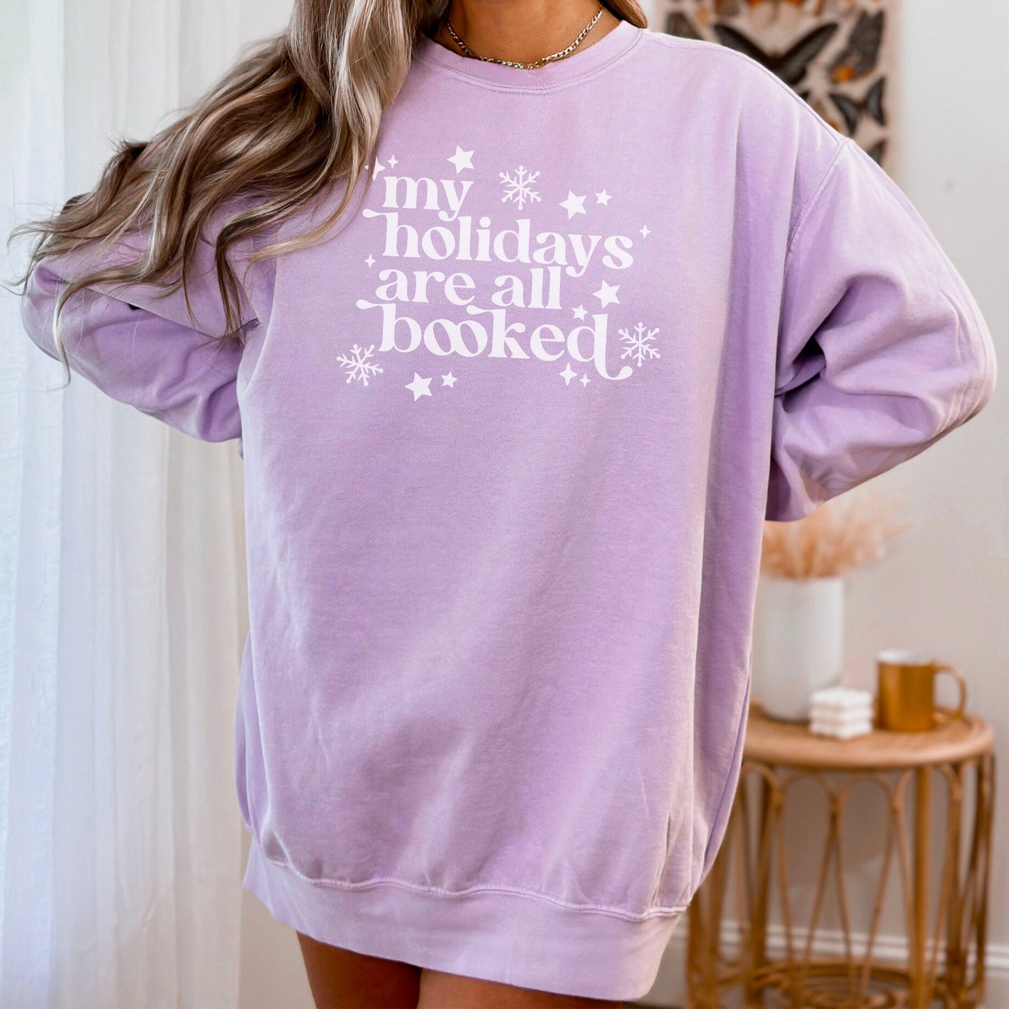 My Holidays Are All Booked Comfort Colors Sweatshirt - Cozy Christmas Gift for Book Lovers