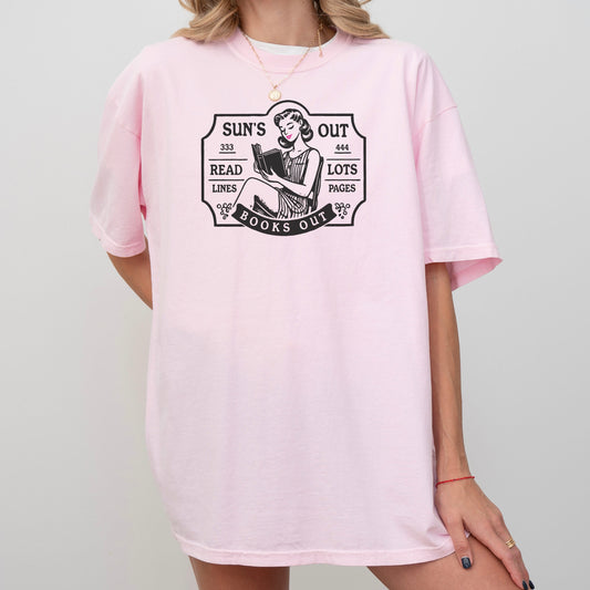 Sun’s Out, Books Out Retro-Inspired Premium Comfort Colors Shirt for Book Lovers