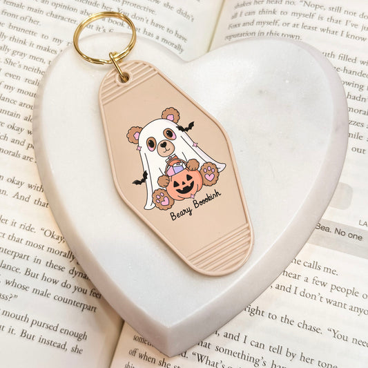 Beary Bookish Motel Keychain