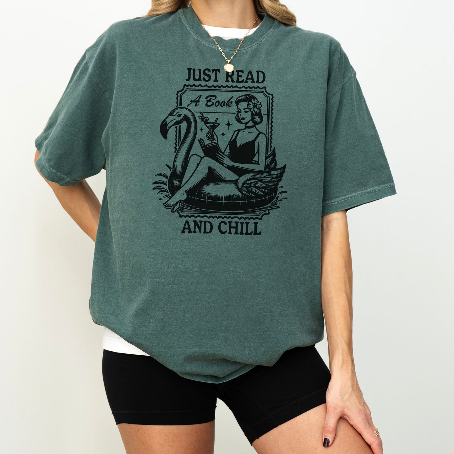 Just Read and Chill Premium Heavyweight Comfort Colors Shirt - Retro Summer Bookish Tee