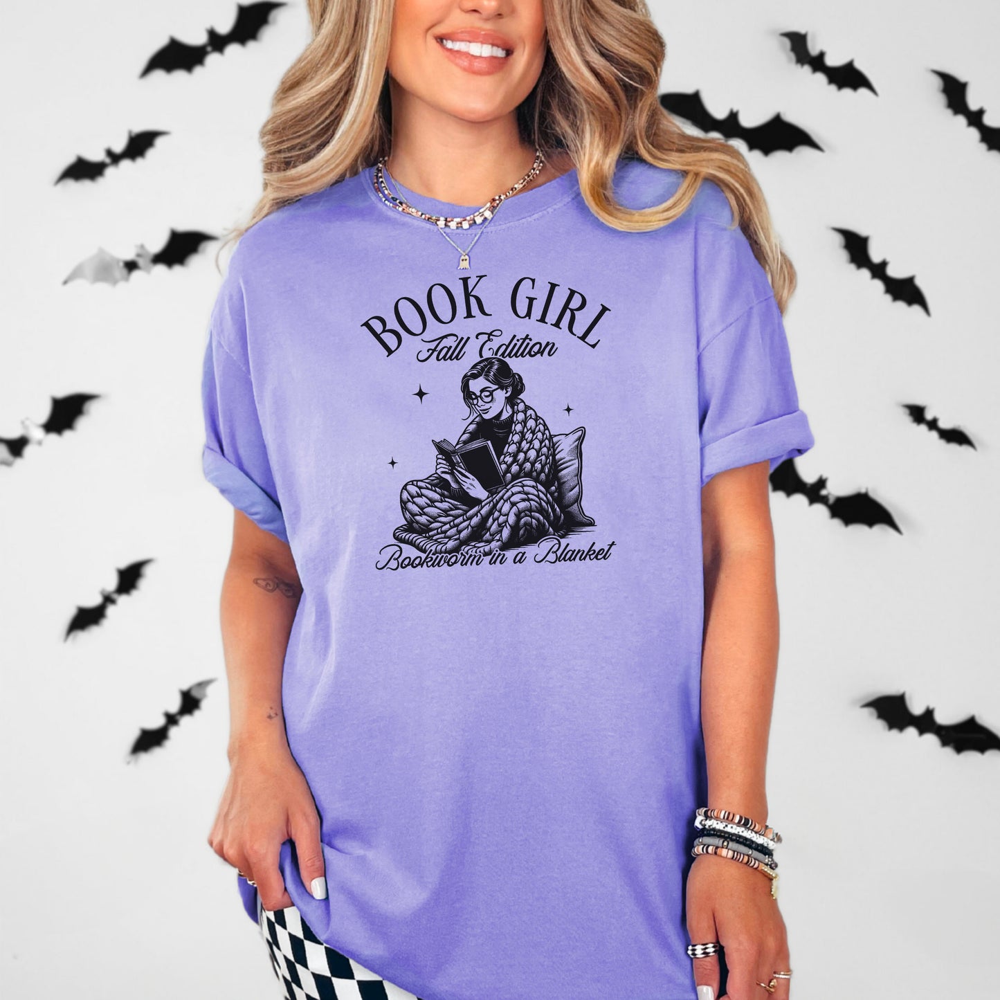 Book Girl Fall Edition- Comfort Colors Heavyweight Shirt | Cozy Bookworm Tee