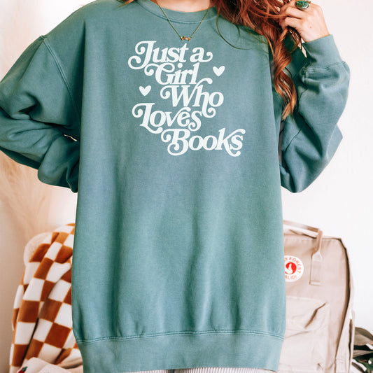 Just A Girl Who Loves Books Premium Sweatshirt - Natalia’s Design Studio