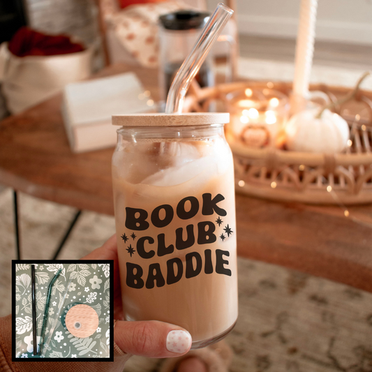 Book Club Baddie Clear Glass Cup - Natalia’s Design Studio