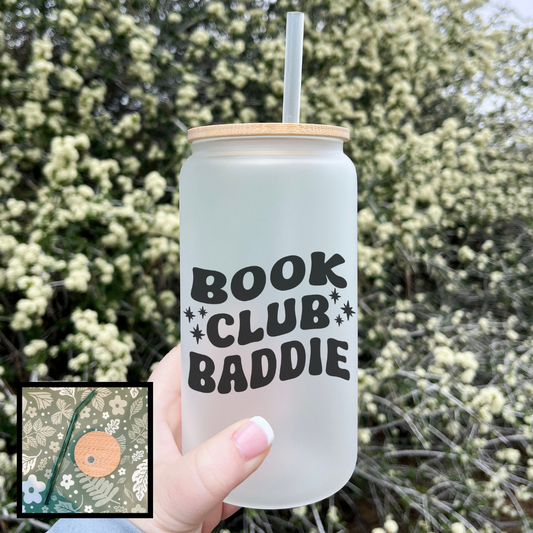 Book Club Baddie Frosted Glass Cup - Natalia’s Design Studio