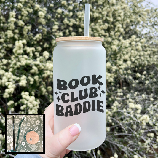 Book Club Baddie Frosted Glass Cup - Natalia’s Design Studio