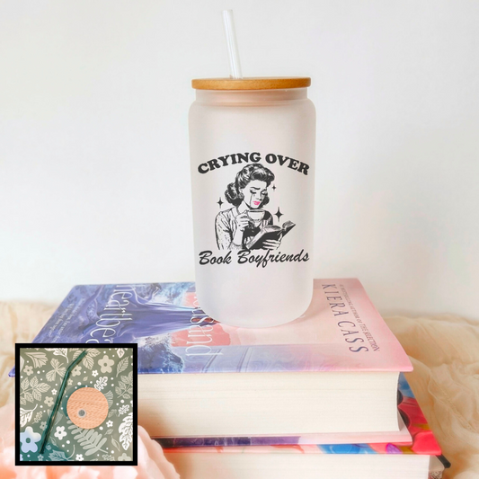 Crying Over Book Boyfriends Frosted Glass Cup