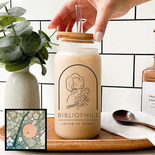 Bibliophile: Lover of Books Frosted Glass Cup - Natalia’s Design Studio