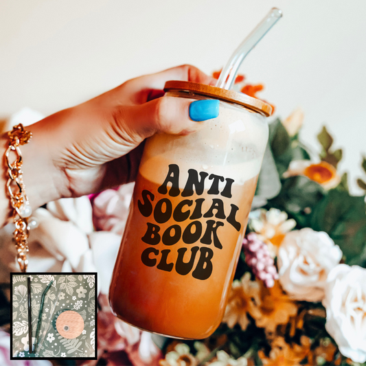 Anti Social Book Club Glass Cup - Natalia’s Design Studio