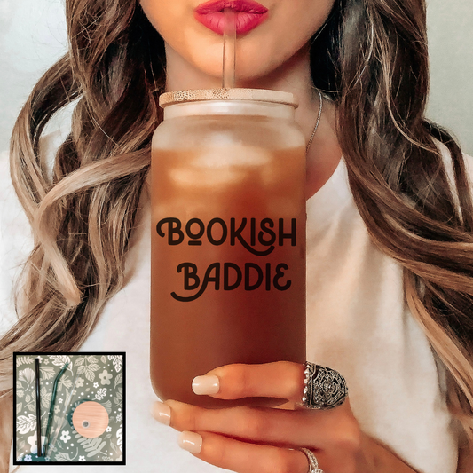 Bookish Baddie Frosted Glass Cup - Natalia’s Design Studio