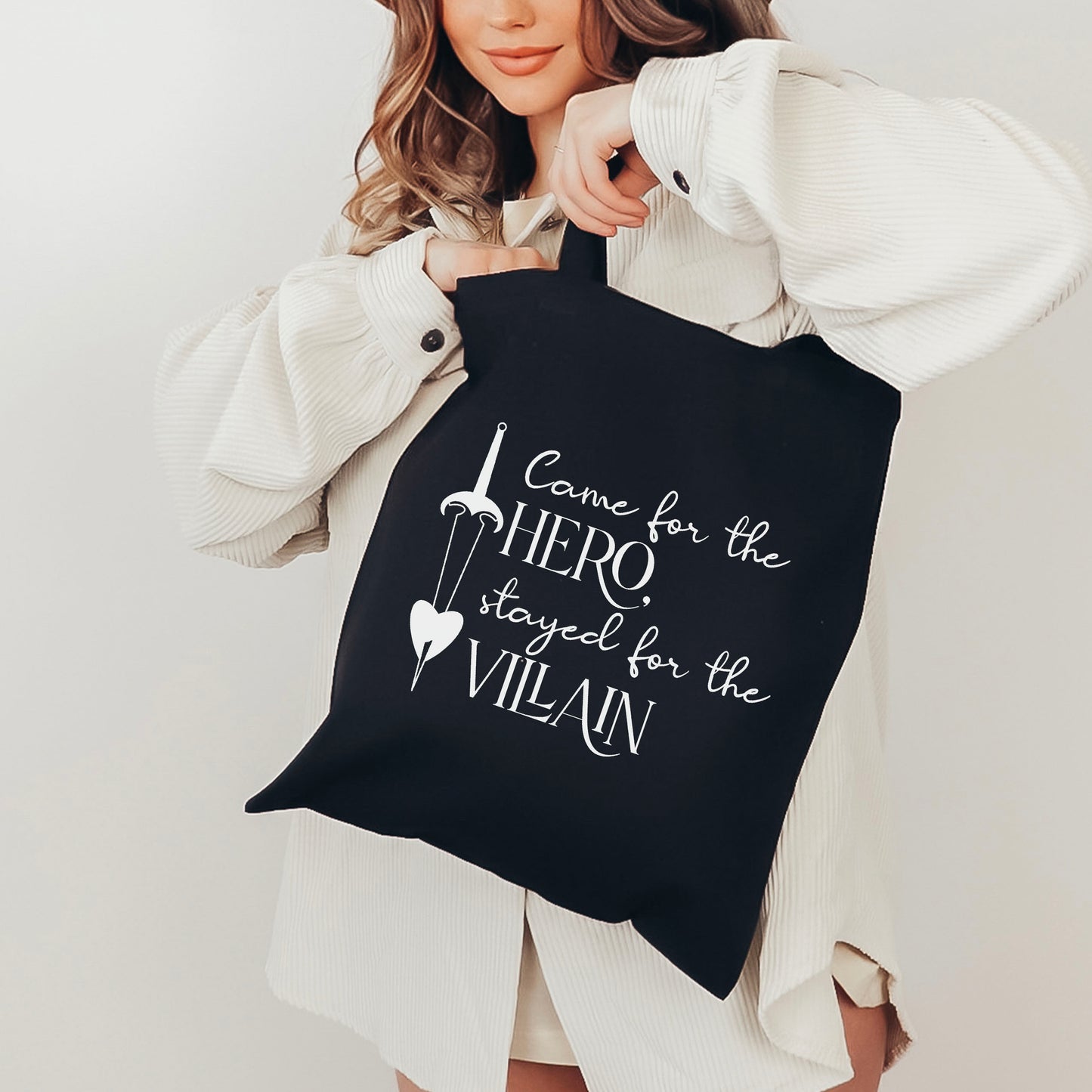 Came for the Hero, Stayed for the Villain Tote Bag - Natalia’s Design Studio