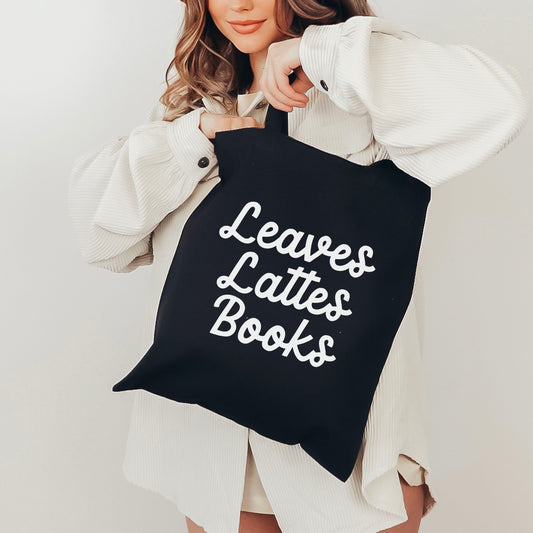 Leaves, Lattes, Books Tote Bag - Natalia’s Design Studio